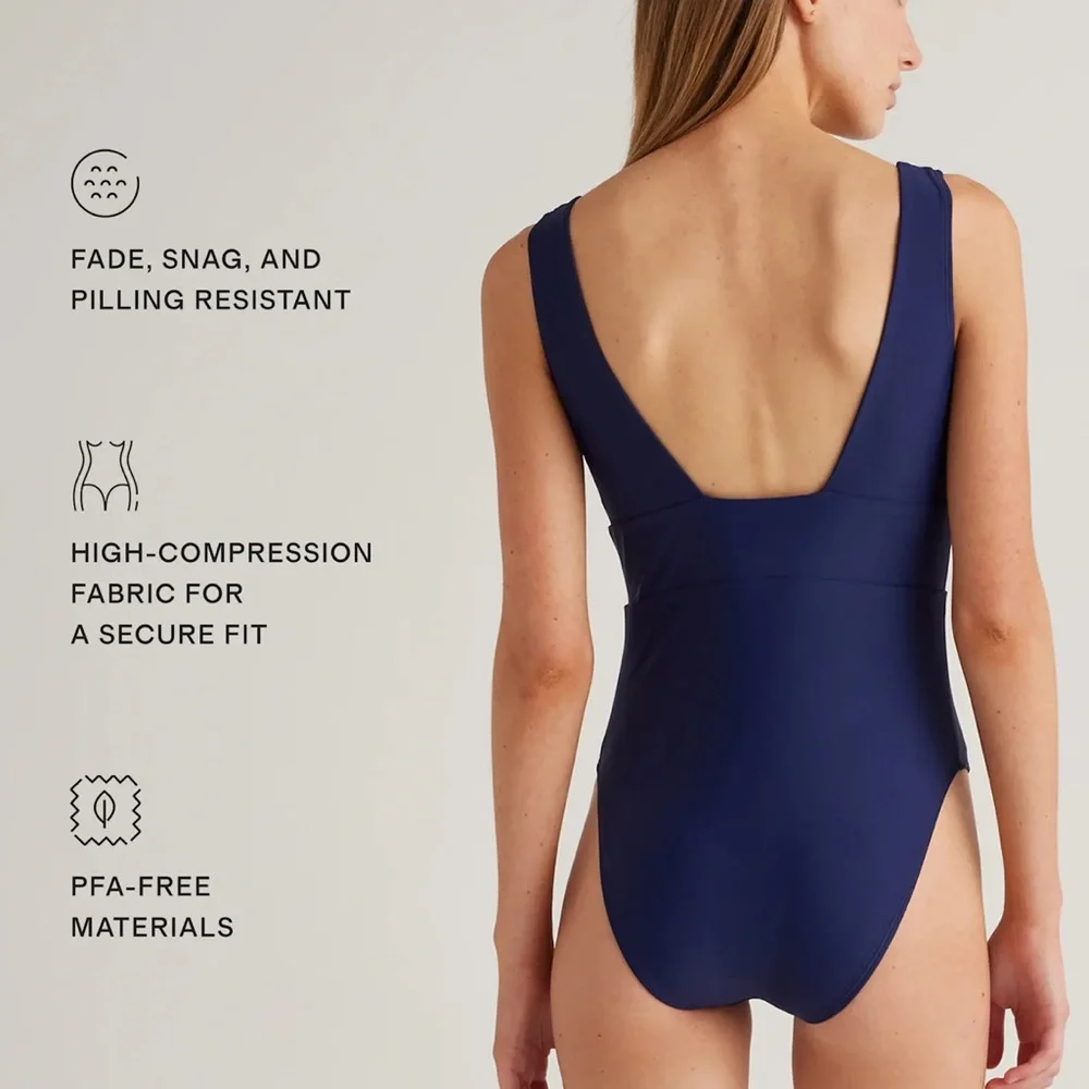 NWT Quince Italian Plunge One-Piece Swimsuit Small